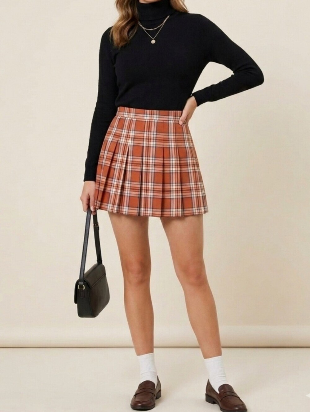 Wonder Nation Pleated Plaid Mini Skirt Orange Sz XXL (18) Preppy Schoolgirl Y2K